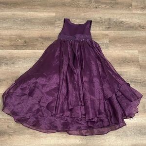 Ball Grown Girl Formal Fancy Purple Tulle Dress Flower Girl Bow Tie Size 8 NWOT